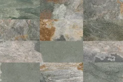 Carrelage sol extérieur effet pierre vert oxydé L.60 x l.30 cm x ép.9 mm, Denali-