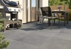 Carrelage sol extérieur effet béton gris foncé mat L.60 x l.60 cm x ép.9,5 mm, Rohe