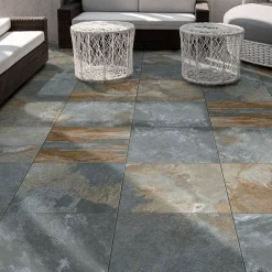 Carrelage sol extérieur effet pierre oxydée L.60 x l.60 cm x ép.9 mm, Denali- Outlet