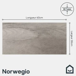 Carrelage sol extérieur effet bois gris clair L.60 x l.30 cm x ép.8,7 mm, Norwegio