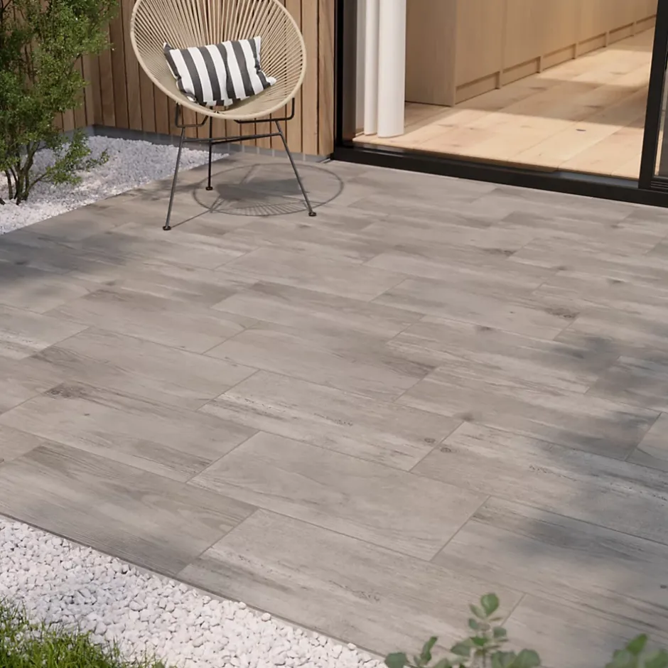 Carrelage sol extérieur effet bois gris clair L.60 x l.30 cm x ép.8,7 mm, Norwegio