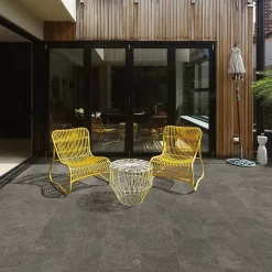 Carrelage sol extérieur en grès cérame émaillé effet pierre anthracite l.60 x L.30 x ép.0.8 cm Ardesi