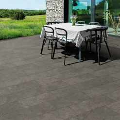 Carrelage sol extérieur en grès cérame émaillé effet pierre anthracite l.60 x L.30 x ép.0.8 cm Ardesi
