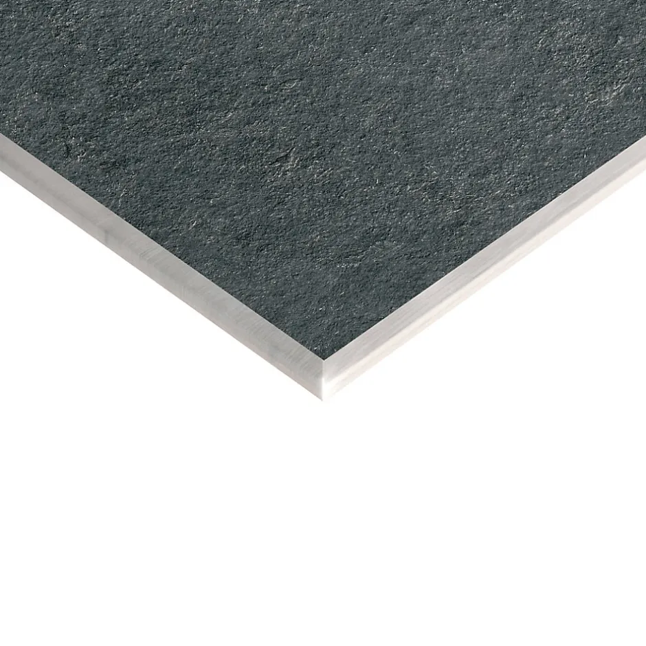 Ecoceramic Carrelage sol extérieur en grès cérame émaillé effet pierre anthracite l.60 x L.60 x ép.2 cm Pietra