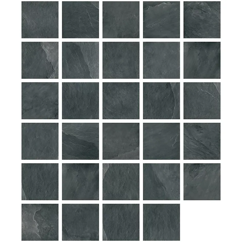 Ecoceramic Carrelage sol extérieur en grès cérame émaillé effet pierre anthracite l.60 x L.60 x ép.2 cm Pietra
