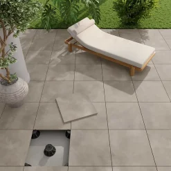 Alaplana Carrelage sol extérieur en grès cérame émaillé effet béton taupe l.60 x L.60 x ép. 2 cm Rohe