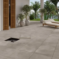 Alaplana Carrelage sol extérieur en grès cérame émaillé effet béton taupe l.60 x L.60 x ép. 2 cm Rohe