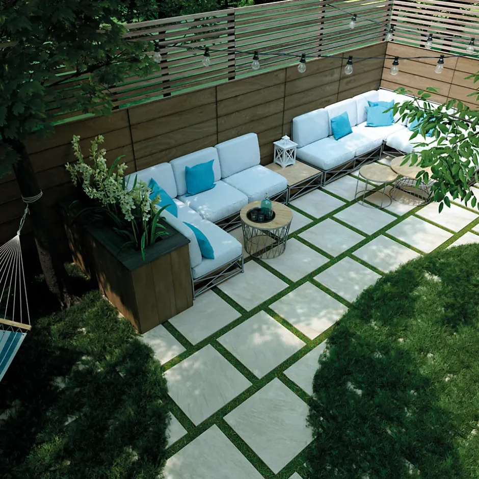 GoodHome Carrelage sol extérieur en grès cérame émaillé effet pierre beige l.60 x L.60 x ép.2 cm Cancora