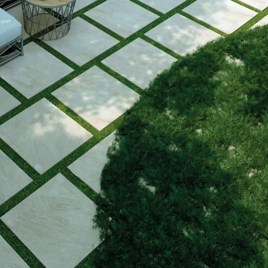 GoodHome Carrelage sol extérieur en grès cérame émaillé effet pierre beige l.60 x L.60 x ép.2 cm Cancora