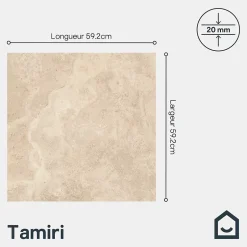 GoodHome Carrelage sol extérieur en grès cérame émaillé effet pierre beige l.60 x L.60 x ép.2 cm Tamiri