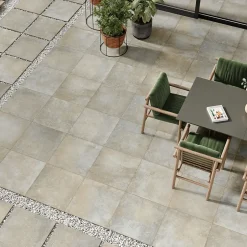 GoodHome Carrelage sol extérieur en grès cérame émaillé effet pierre taupe l.60 x L.60 x ép.2 cm Arina