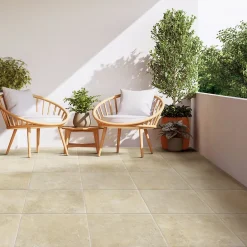 Frassinoro Carrelage sol extérieur en grès cérame émaillé effet pierre beige l.50 x L.50 x ép.0,9 cm Sunstone