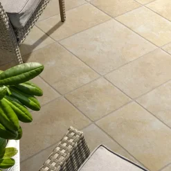 Frassinoro Carrelage sol extérieur en grès cérame émaillé effet pierre beige l.50 x L.50 x ép.0,9 cm Sunstone