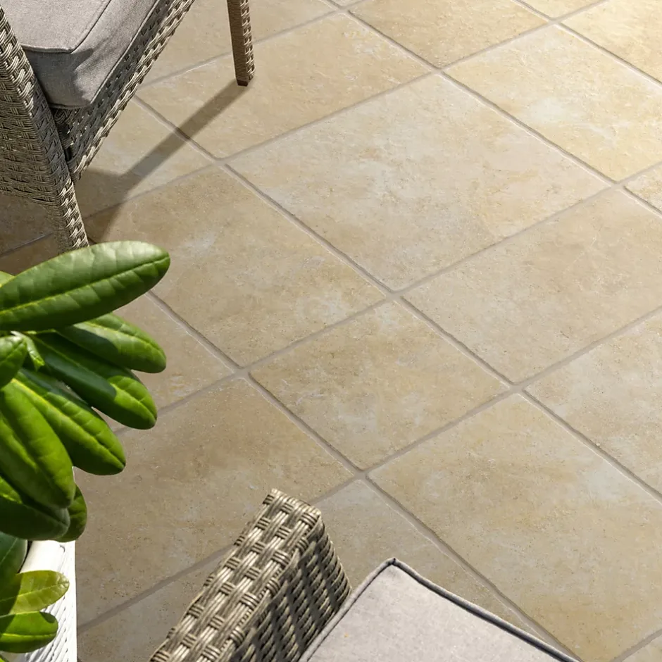 Frassinoro Carrelage sol extérieur en grès cérame émaillé effet pierre beige l.50 x L.50 x ép.0,9 cm Sunstone