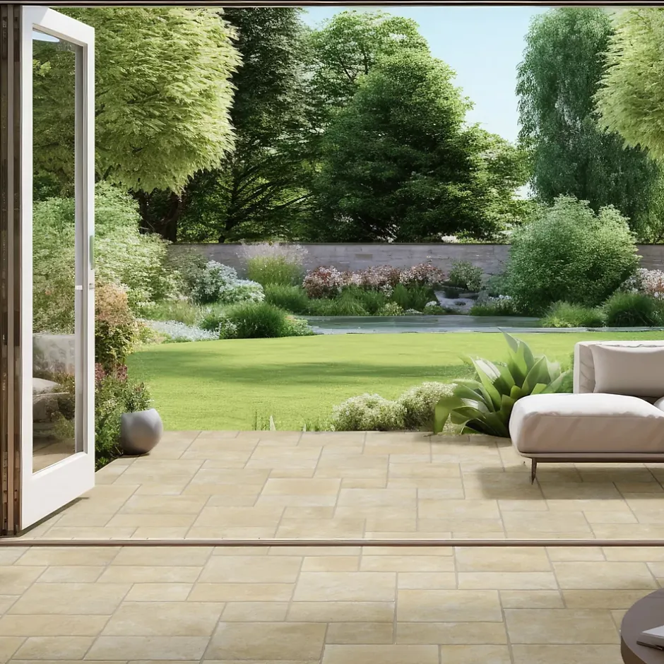 Frassinoro Carrelage sol extérieur en grès cérame émaillé effet pierre beige l.50 x L.50 x ép.0,9 cm Sunstone