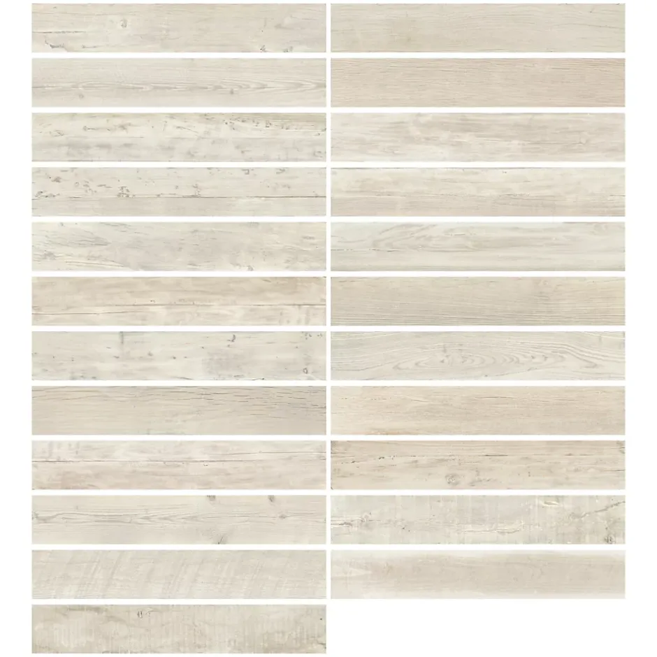 Ecoceramic Carrelage sol extérieur en grès cérame émaillé effet bois blanc l.15 x L.90 x ép.0,86 cm Timberlane