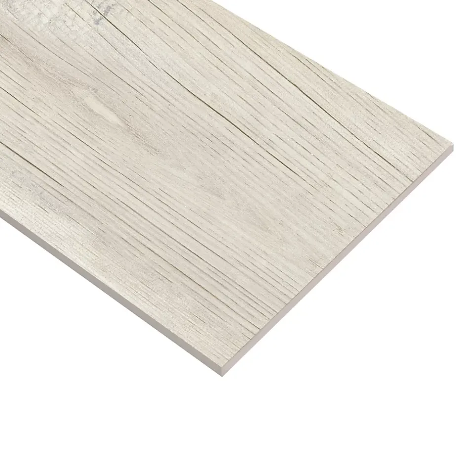 Ecoceramic Carrelage sol extérieur en grès cérame émaillé effet bois blanc l.15 x L.90 x ép.0,86 cm Timberlane