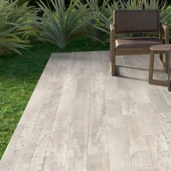 Ecoceramic Carrelage sol extérieur en grès cérame émaillé effet bois blanc l.15 x L.90 x ép.0,86 cm Timberlane