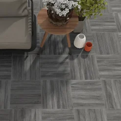 Carrelage sol extérieur en grès cérame émaillé effet chêne anthracite l.45 x L.45 x 0.95 cm Deckland-Ecoceramic Sale