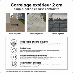 GoodHome Carrelage sol extérieur en grès cérame émaillé effet pierre gris clair l.60 x L.60 x ép.2 cm Arina