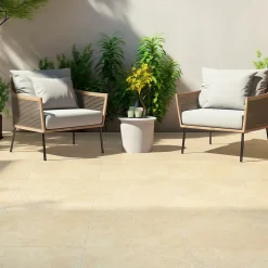 Carrelage sol extérieur en grès cérame émaillé effet travertin beige l.60 x L.60 x ép.0.74 cm Traverno