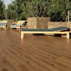 Ecoceramic Carrelage sol extérieur en grès cérame émaillé effet bois café l.15 x L.90 x ép.0,86 cm Riverwood