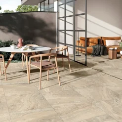 Carrelage sol extérieur en grès cérame émaillé effet pierre beige l.60 x L.60 x ép.0,8 cm Siena- Discount