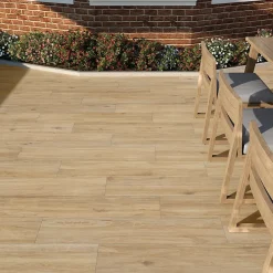 Carrelage sol extérieur en grès cérame émaillé effet bois clair l.22 x L.120 x ép. 0,97 cm Todias Haya-GoodHome Clearance