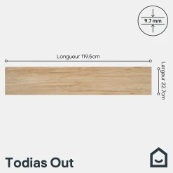 Carrelage sol extérieur en grès cérame émaillé effet bois clair l.22 x L.120 x ép. 0,97 cm Todias Haya-GoodHome Clearance