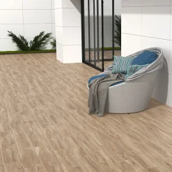 Ecoceramic Carrelage sol extérieur en grès cérame émaillé effet bois clair l.20 x L.120 x ép.0,9 cm Urbanwood