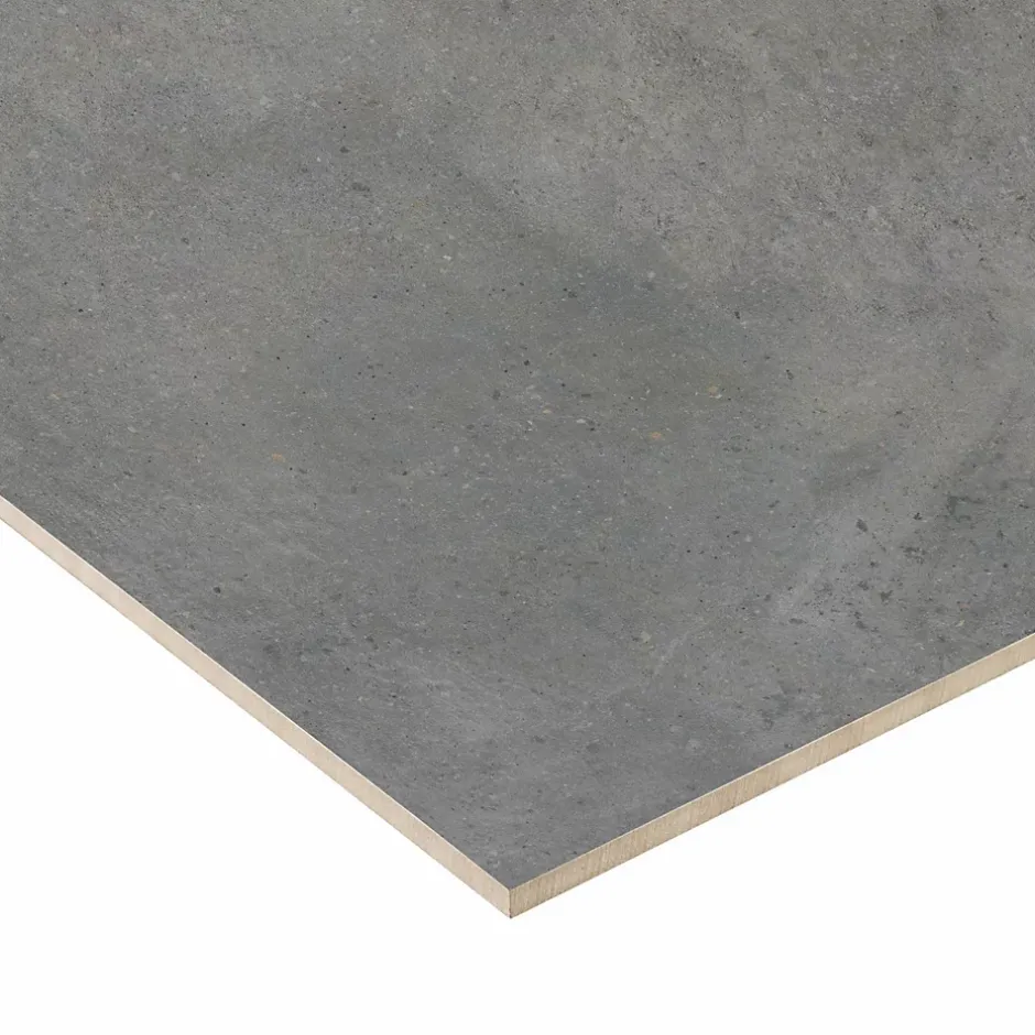 Alaplana Carrelage sol extérieur en grès cérame émaillé effet béton anthracite l.60 x L.60 x ép.0.95 cm Rohe