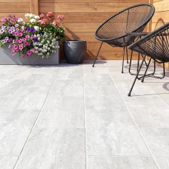 Carrelage sol extérieur gris effet pierre L.60 x l.30 cm x ép.8,7 mm, Volfy-GoodHome Hot