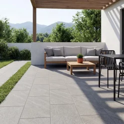 Carrelage sol extérieur grège effet pierre L.62 x l.31 cm x ép.7,4 mm, English Stone