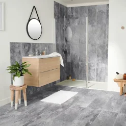 Carrelage sol gris effet pierre L.61,5 x l.30,8 cm x ép.8 mm, Shaded-GoodHome New