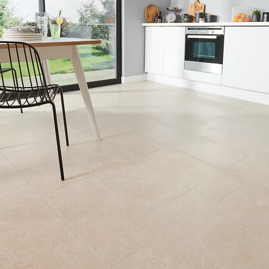 Carrelage sol intérieur beige taupe effet pierre L.61,5 x l.30,8 cm x ép.8 mm, Soft Lime Stone-GoodHome Discount