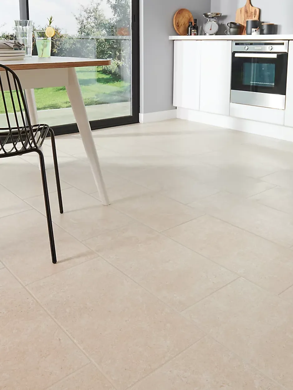 Carrelage sol intérieur beige taupe effet pierre L.61,5 x l.30,8 cm x ép.8 mm, Soft Lime Stone-GoodHome Discount