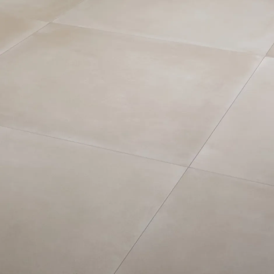 GoodHome Carrelage sol intérieur beige effet béton L.60 x L.60 cm x ép.10 mm, Smooth