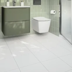 Carrelage sol intérieur blanc effet pierre L.33 x l.33 cm x ép.8,5 mm, Monzie- New