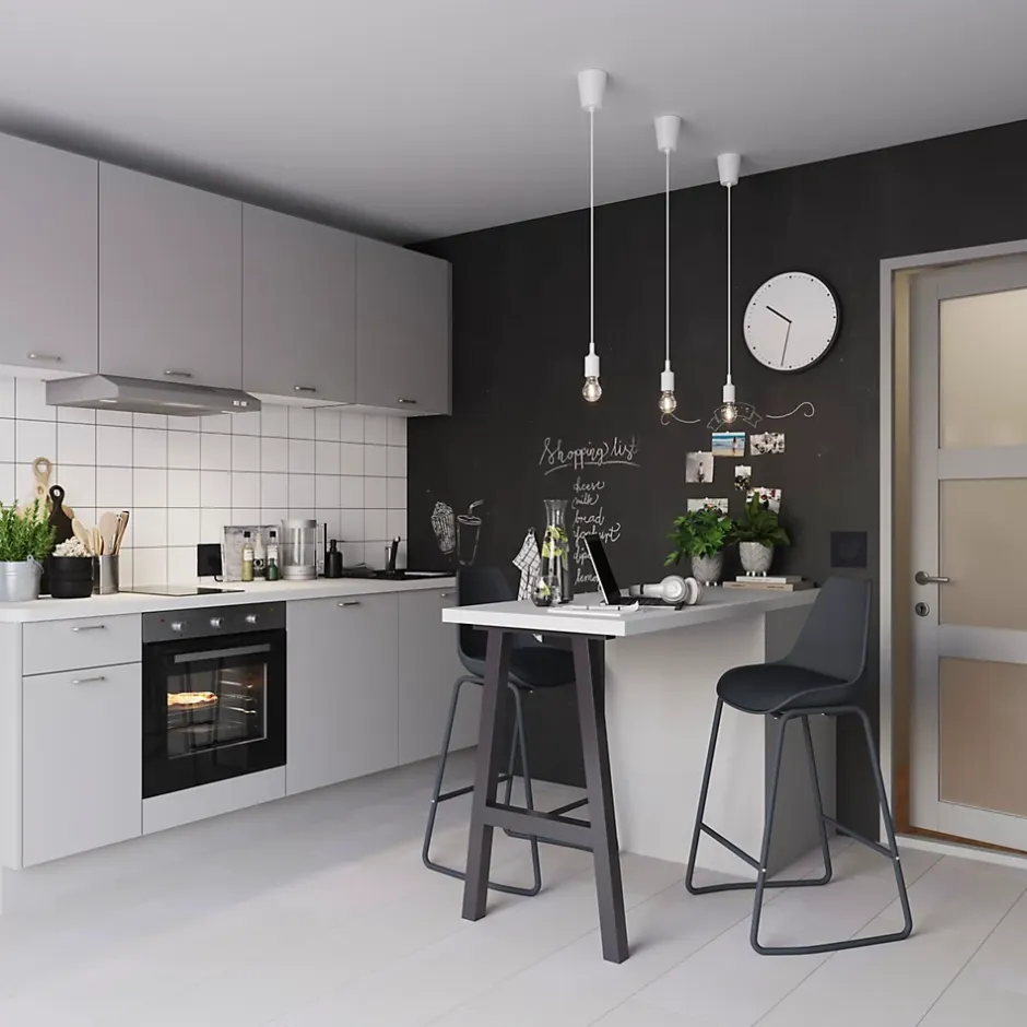 Carrelage sol intérieur blanc effet béton L.60 x l.30 cm x ép.10 mm, Smooth-GoodHome