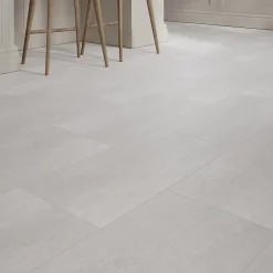 GoodHome Carrelage sol intérieur blanc effet pierre satin L.60 x l.30 cm x ép.8 mm, Natural