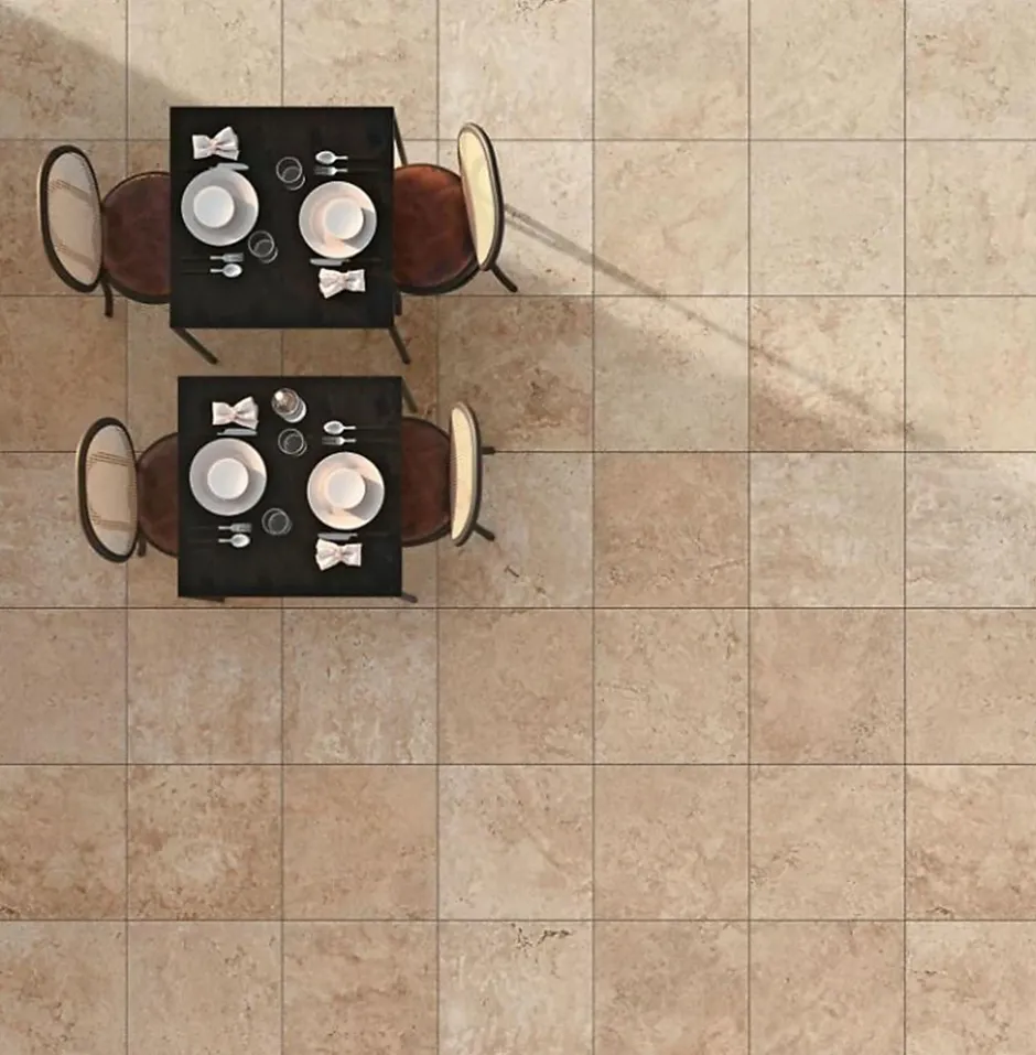 Novoceram Carrelage sol intérieur effet pierre 60x60 cm TIBER - Light rectifié - 60 x 60 cm- V2: variation modérée des nuances