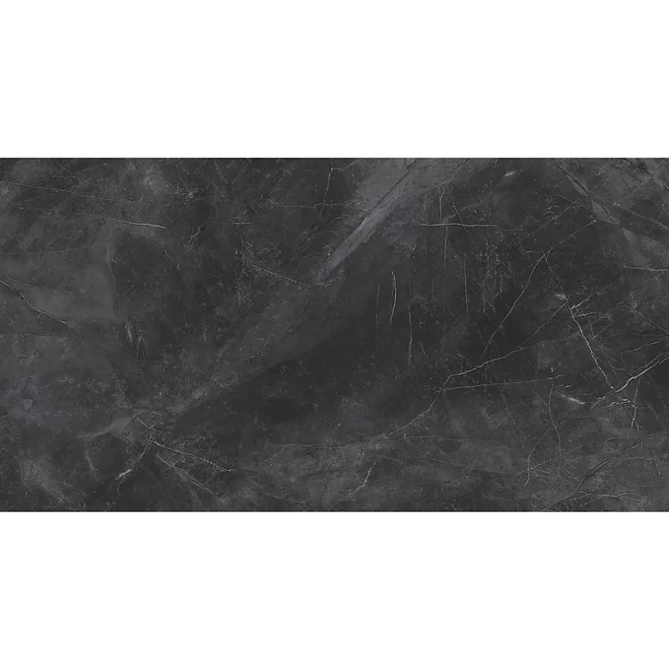 Carrelage sol intérieur effet marbre anthracite L.120 x l.60 cm x ép.7 mm, Casa Tenzania