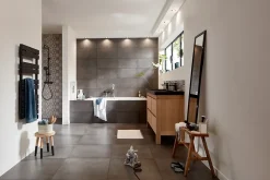 GoodHome Carrelage sol intérieur effet béton anthracite L.61,7 x l.30,7 cm x ép.7,4 mm, Konkrete