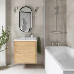 Carrelage sol intérieur effet pierre ivoire L.60 x l.30 cm x ép.8 mm, Soft Travertin-GoodHome Best