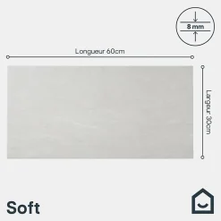 Carrelage sol intérieur effet pierre ivoire L.60 x l.30 cm x ép.8 mm, Soft Travertin-GoodHome Best