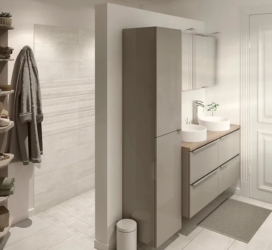 Carrelage sol intérieur effet pierre ivoire L.60 x l.30 cm x ép.8 mm, Soft Travertin-GoodHome Best