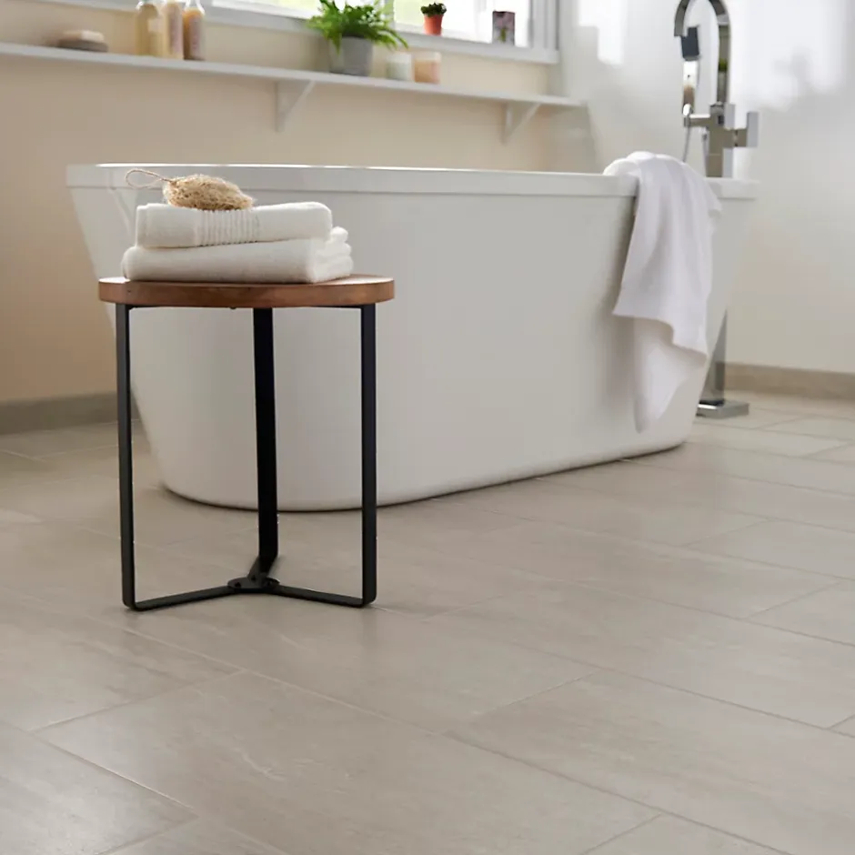 Carrelage sol intérieur effet pierre ivoire L.60 x l.30 cm x ép.8 mm, Soft Travertin-GoodHome Best