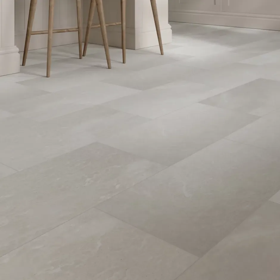 Carrelage sol intérieur effet pierre ivoire L.60 x l.30 cm x ép.8 mm, Soft Travertin-GoodHome Best