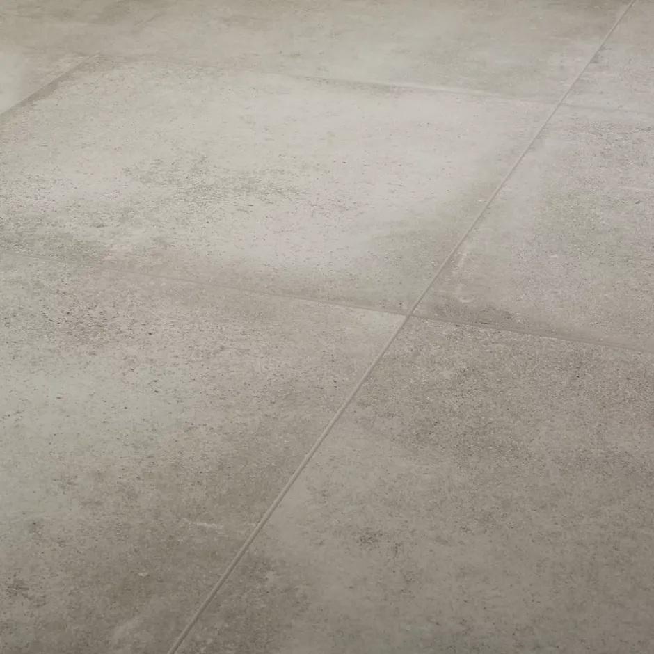 GoodHome Carrelage sol intérieur gris clair effet béton L.60 x l.60 cm x ép.9,5 mm, Kontainer