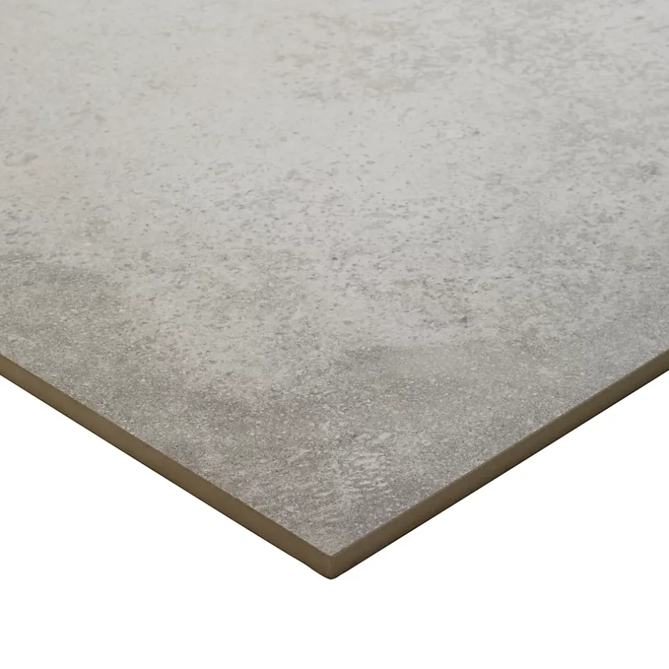 GoodHome Carrelage sol intérieur gris clair effet béton L.60 x l.60 cm x ép.9,5 mm, Kontainer
